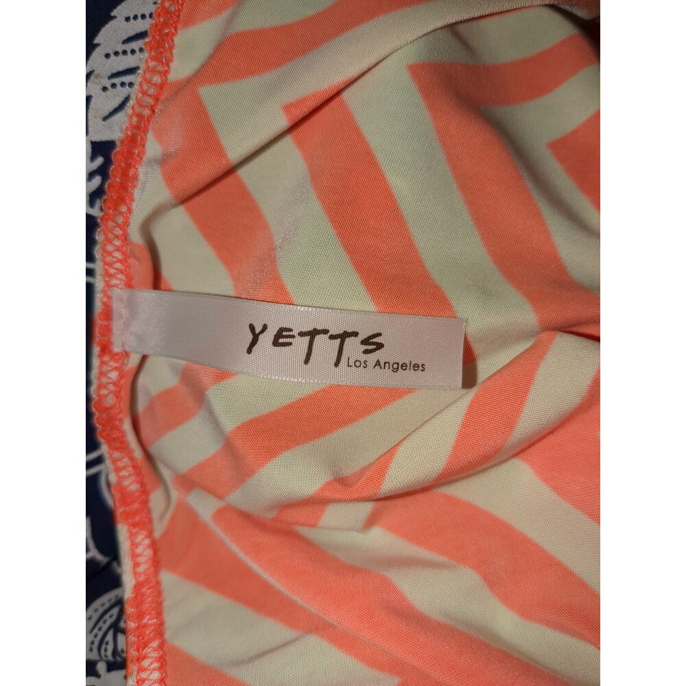 Large Yetts Los Angeles orange cream Chevron women's strapless maxi dress #13 - Picture 4 of 5